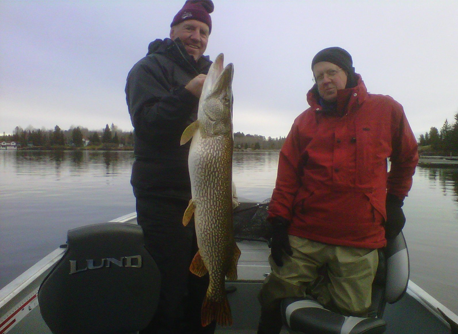 Not all muskies. Larry Petty (left) with 41-inch pike and fishing partner Wayne Chamberlin. Photo by Mike Pundyk.